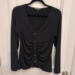 Inc International Concepts Long Sleeve Blouse with Gold Buttons